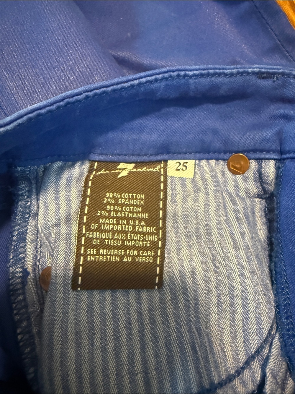 7 For All Mankind The Skinny Cobalt Blue Skinny Jeans - Picture 5 of 9